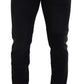 Sleek Black Cotton Blend Denim Pants