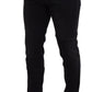 Sleek Black Cotton Blend Denim Pants