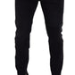 Sleek Black Cotton Blend Denim Pants