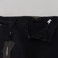 Sleek Black Cotton Blend Denim Pants