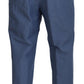 Elegant Blue Linen-Cotton Blend Trousers