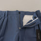 Elegant Blue Linen-Cotton Blend Trousers