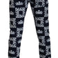 Elegant Crown Print Denim Pants