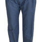 Elegant Blue Linen-Cotton Pants