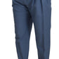 Elegant Blue Linen-Cotton Pants