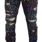 Elegant Multicolor Printed Denim Pants