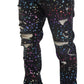 Elegant Multicolor Printed Denim Pants