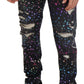 Elegant Multicolor Printed Denim Pants