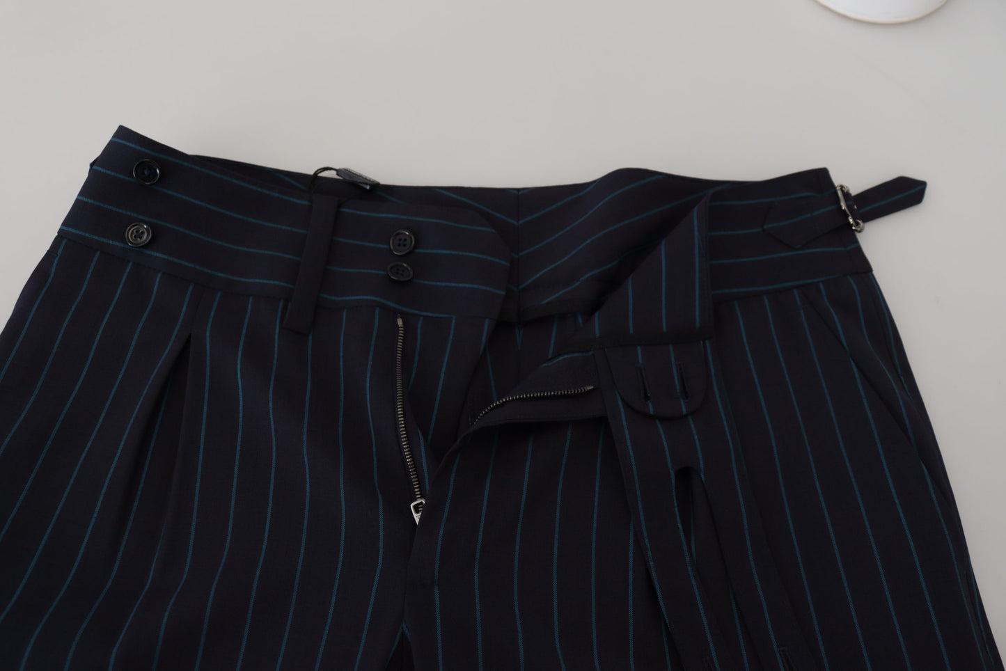 Elegant Stripe Virgin Wool Trousers