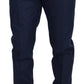 Elegant Blue Cotton Silk Pants