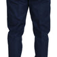 Elegant Blue Cotton Silk Pants