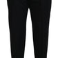 Sleek Black Italian Designer Pants with Side Buckle