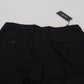 Sleek Black Italian Designer Pants with Side Buckle