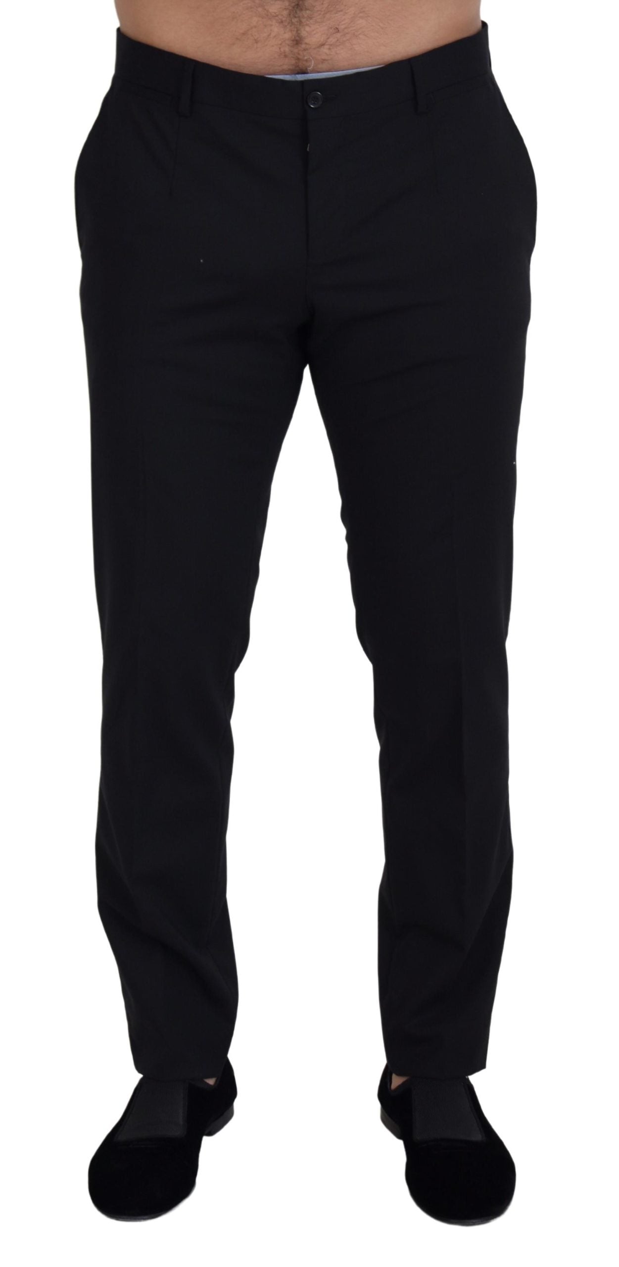 Elegant Black Wool Blend Trousers