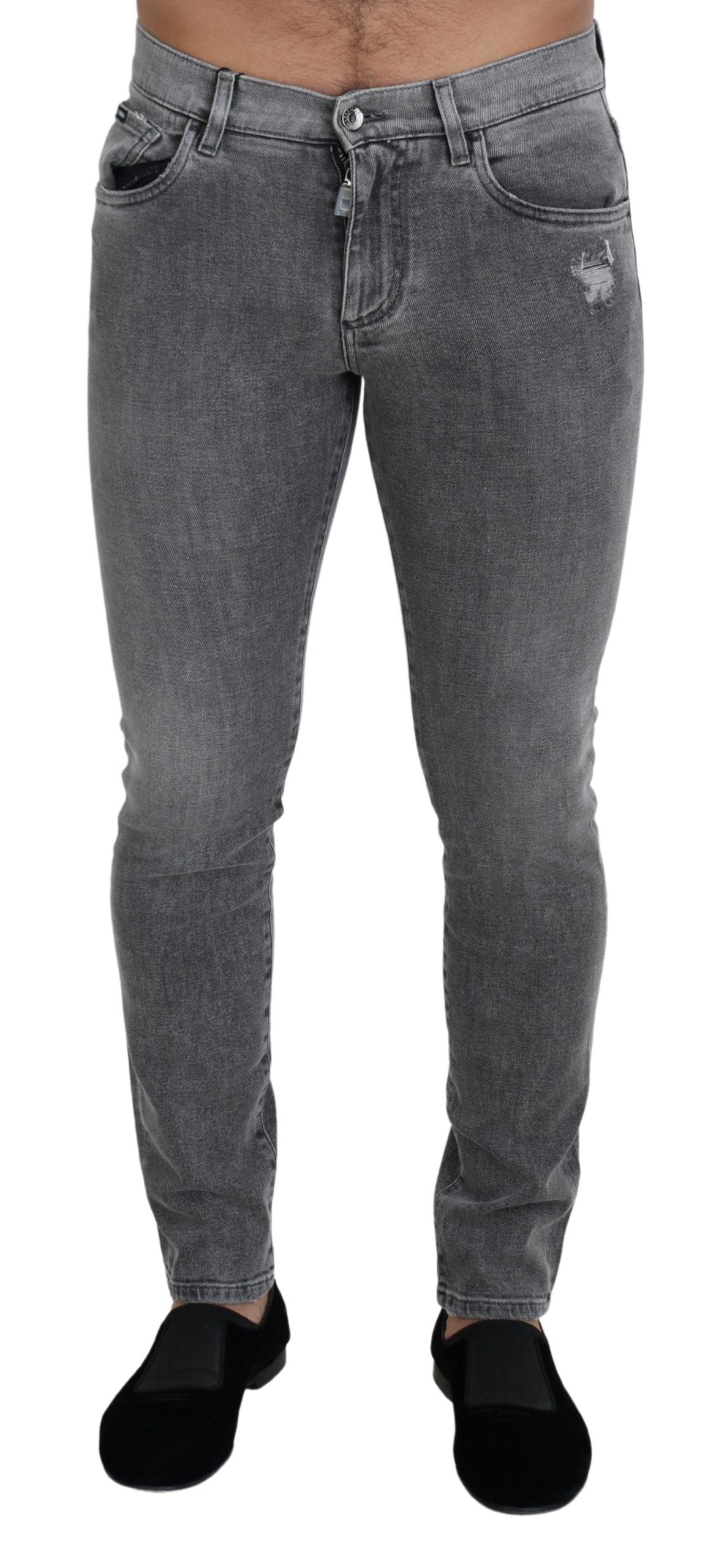 Chic Grey Washed Denim Pants