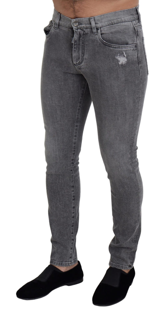 Chic Grey Washed Denim Pants