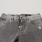 Chic Grey Washed Denim Pants