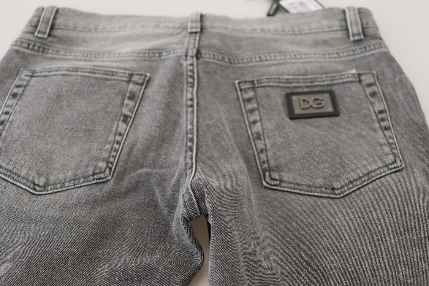 Chic Grey Washed Denim Pants