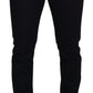 Elegant Black Silk Blend Denim Pants