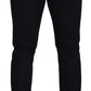 Elegant Black Silk Blend Denim Pants