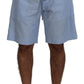 Elegant Light Blue Linen-Cotton Summer Shorts