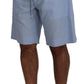 Elegant Light Blue Linen-Cotton Summer Shorts