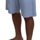 Elegant Light Blue Linen-Cotton Summer Shorts