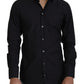 Elegant Slim Fit Black Cotton Dress Shirt