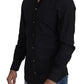 Elegant Slim Fit Black Cotton Dress Shirt