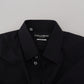 Elegant Slim Fit Black Cotton Dress Shirt