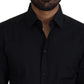 Chic Black Cotton Dress Shirt