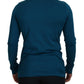 Elegant Blue Cotton Pullover Sweater