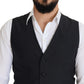 Elegant Black Single Breasted Dress Vest