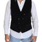 Elegant Black Double Breasted Dress Vest