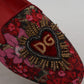 Multicolor Leather and Fabric Flats with Sacred Heart Patch