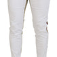 Two-Tone White & Brown Chic Cotton Pants