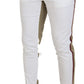 Two-Tone White & Brown Chic Cotton Pants