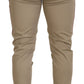 Two-Tone White & Brown Chic Cotton Pants