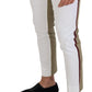 Two-Tone White & Brown Chic Cotton Pants