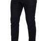 Elegant Black Striped Wool Blend Trousers