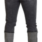 Elegant Grey Checkered Denim Treasure