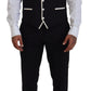 Elegant Black and White Slim Fit Three Piece Suit