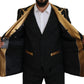 Elegant Black & Gold Slim Fit 3 Piece Suit