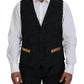 Elegant Black & Gold Slim Fit 3 Piece Suit