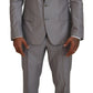 Elegant Silver Slim Fit Three-Piece Suit