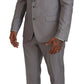 Elegant Silver Slim Fit Three-Piece Suit