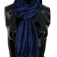 Elegant Silk Fringe Scarf in Chic Blue