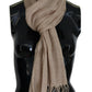 Beige Cotton Shawl Foulard Fringe Scarf
