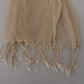 Beige Cotton Shawl Foulard Fringe Scarf