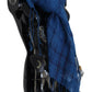 Blue Linen Shawl Foulard Fringes Scarf